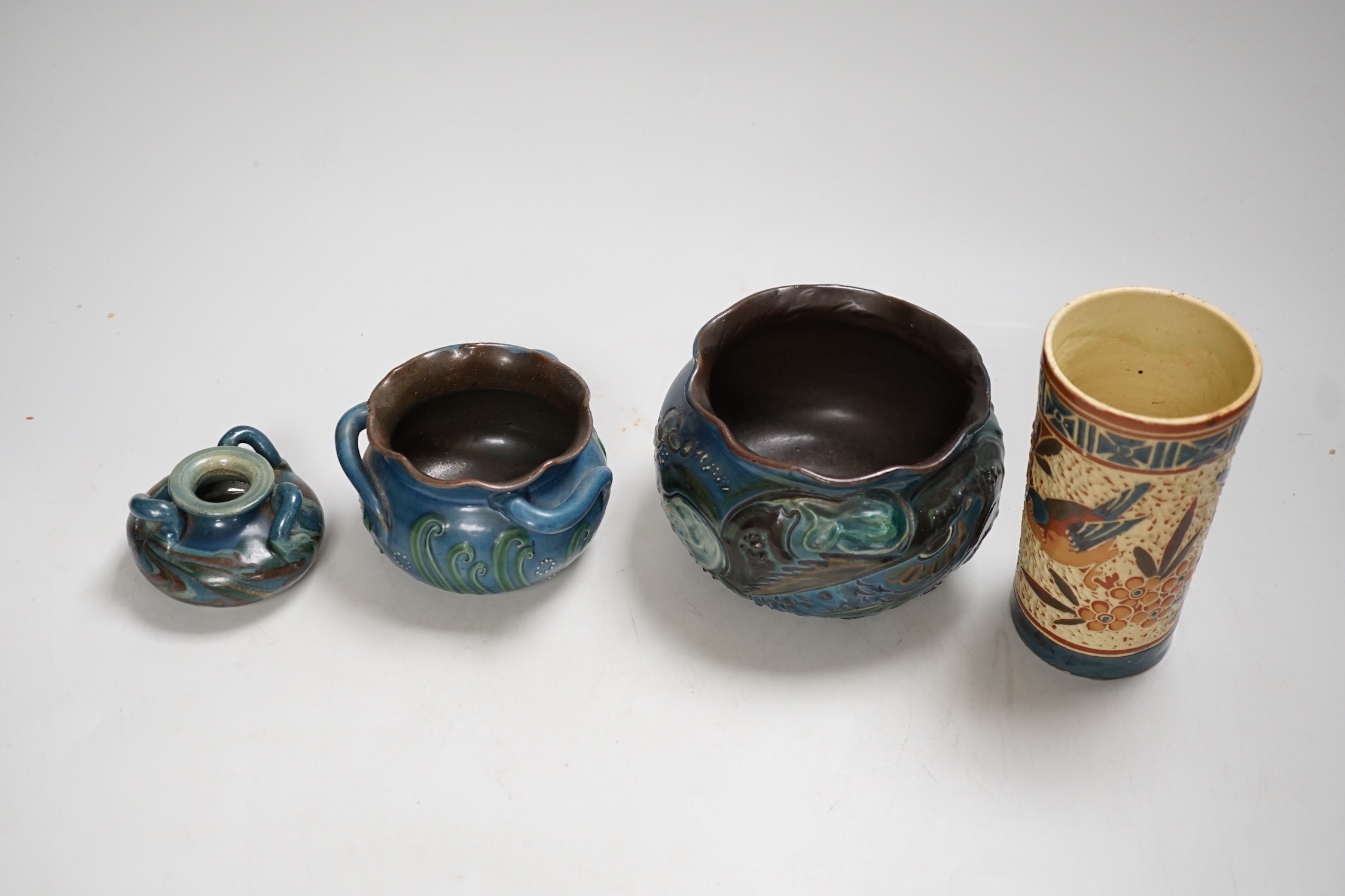 Four various Brannam pots, tallest 13cm